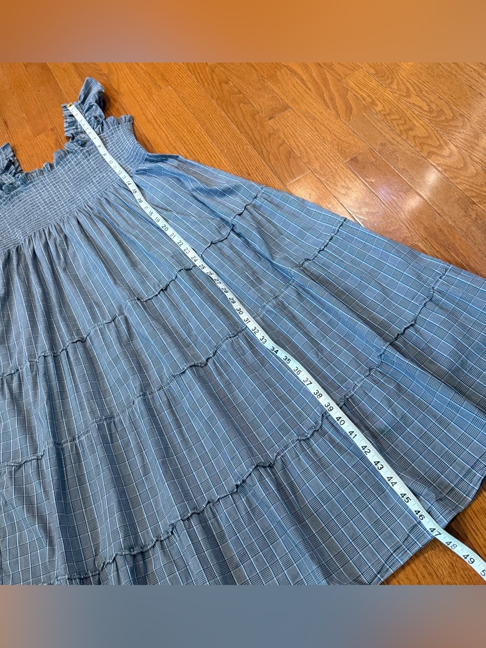 Hill House Home Women’s Large The Ellie Nap Dress Plaid Smocked Midi Tiered - Picture 6 of 7